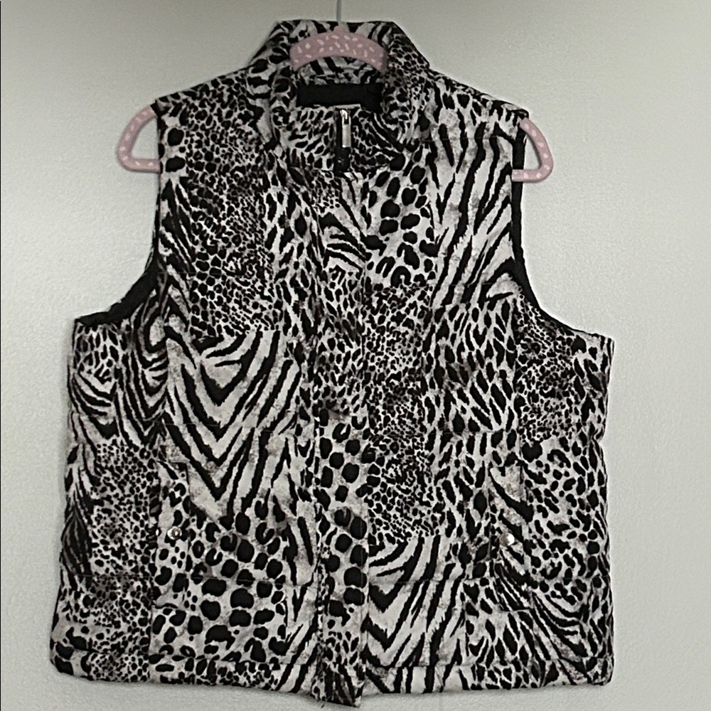 JONES NY Sport Animal Print Vest Lined XL